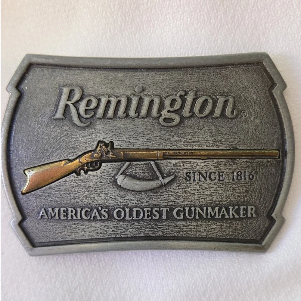 Remington Belt Buckle Mens Excellent 1976 Flintlock Rifle Limited Edition